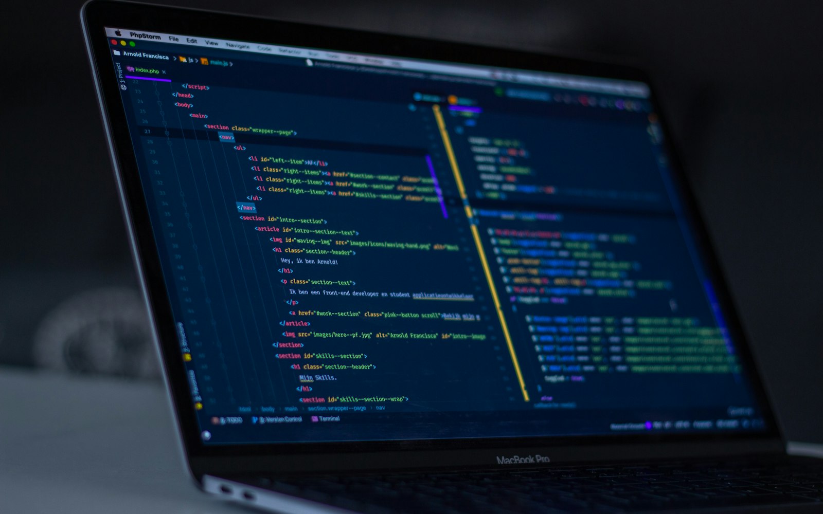 Close-up of application code on a screen