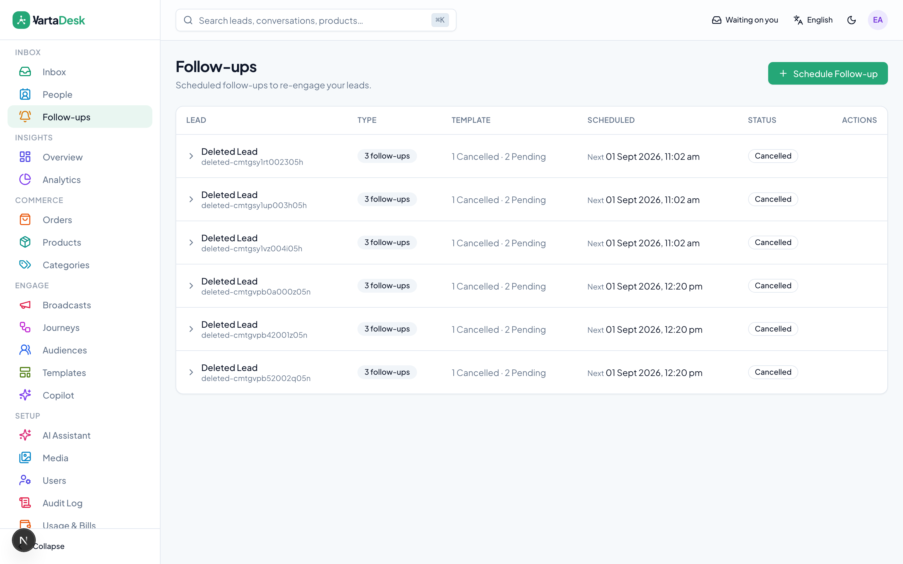 Follow-ups & Scheduler